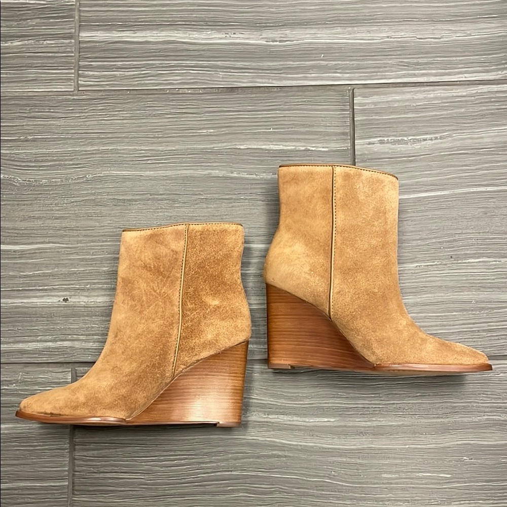 Dolce Vita Camel Suede Wedge Boots